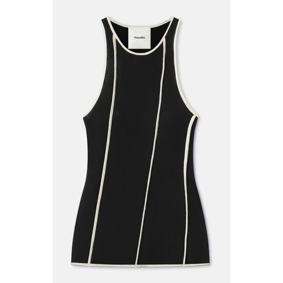 Nanushka ENNA Patchwork Mesh-Jersey Tank Top in Black NWT Size XS - Picture 1 of 9